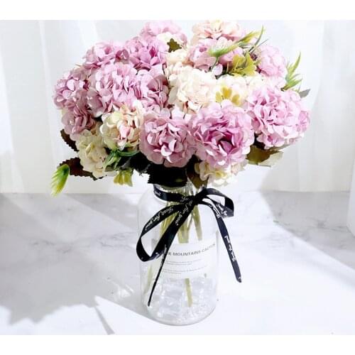 15 Heads Artificial Flowers Silk Carnation Ball Chrysanthemum Vases for Home Decor Christmas Wedding Decorative Fake Plants