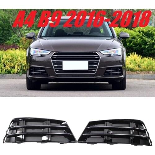 1 Pair Front Bumper Fog Light Grille Grill with Chrome Panel for- A4 B9 2016-2017 Fog Lamp Cover 8WD807681 8WD807682