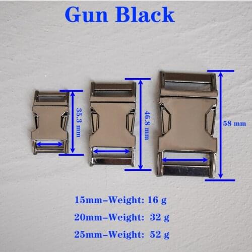 1 Pcs 15/20/25mm Gun Black Metal Side Release Curved Belt Buckle for Bag DIY Paracord Buckles Bracelet Trinket Bracelet
