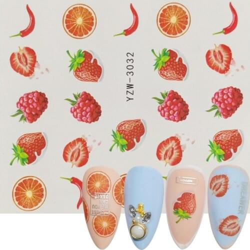 1 Sheet Fruits Water Decals Nail Art Sticker Cake Juice Ice Cream Designs Watermark Slider Nail Wraps Accessories
