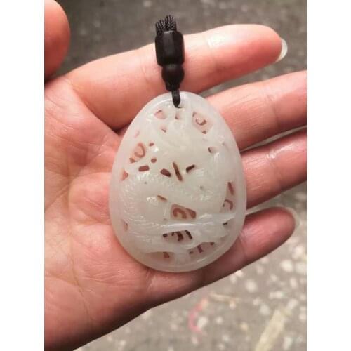 100% natural hetian White jade Pendants Handcarved hollow Pendant jade pendant men women pendants jade gift for friends jewelry