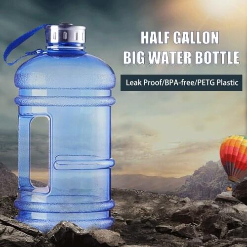 2.2L Leak Proof Water Bottle Wide Mouth Sports Jug with Handle Half Gallon BPA Free PETG Flask for Travel Fitness Gym Workout