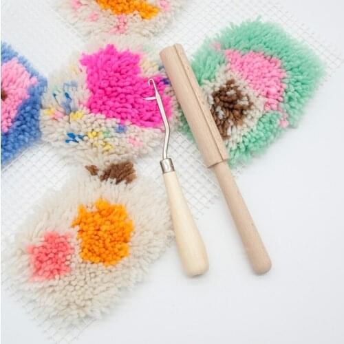 2pcs/set Wooden Latch Hook Yarn Cutter Tool for Tapestry Carpet Rug Making DIY