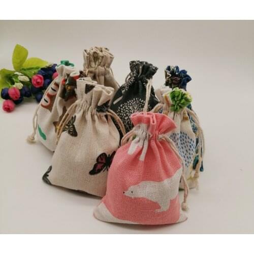 20pcs Pattern Style Jewelry Bags Pouch Drawstring Jute Bag Sack Cotton Bag Little Bags for Jewelry Display Storage Diy Gift Bag