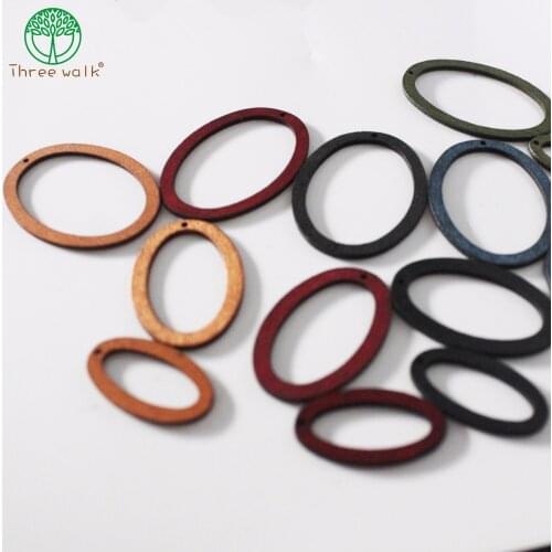 50pcs Mix Color Wooden Oval Shape Beads DIY Earrings Accessories Craft DIY Decor
