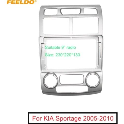 FEELDO Car Audio 9" Big Screen Fascia Frame Adapter For KIA Sportage 05-10 2DIN Dash Fitting Panel Frame Kit
