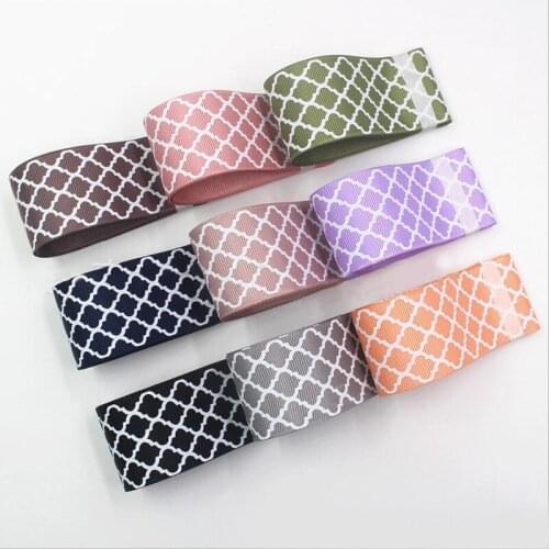 5yards/lot 38mm White Window Grid Print Grosgrain Ribbon for Wedding Party Decoration Christmas Ribbons Card Gift Warpping