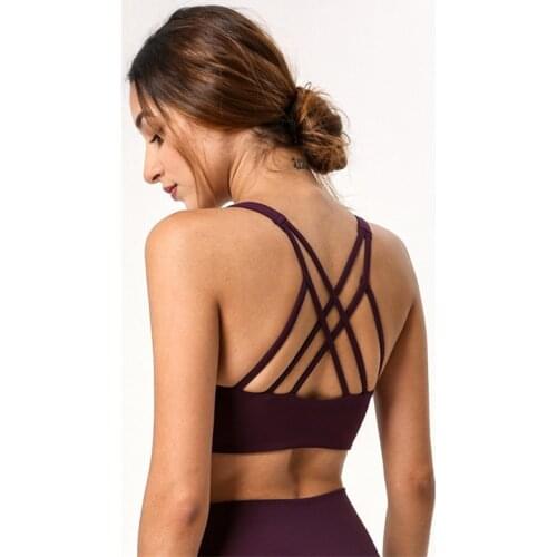 Yoga Bra Push Up Women Crisscross Back Strappy Gym Fitness Sports Bras High Impact Padded Workout Crop Tops Soft Naked-feel
