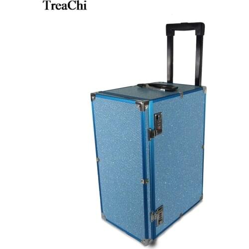 Large Capacity Makeup Suitcase Jewelry Storage Box 10Drawer Jewelry Watch Bangle Storage Travel Trolley Case W/Universal Wheels