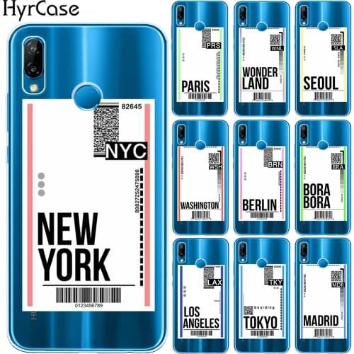 Flight Ticket Letter Soft Silicone Case Cover For Huawei P30 P40 Lite E P20 Lite Pro Mate 20 Mate 30 Lite Pro Silicone Capa