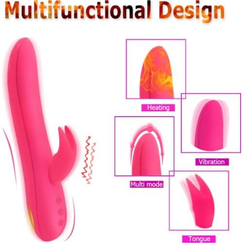 HoozGee Rabbit Vibrator Female Women Sex Toy Products 7 Speed Rotation 10 Vibration Stimulate Vagina Dildo Rod with Heating