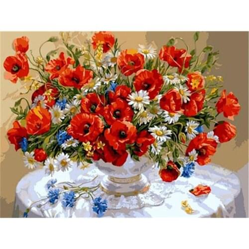 Poppy Flower DIY Cross Stitch 11CT Embroidery Kits Craft Needlework Set Printed Canvas Cotton Thread Home Dropshipping