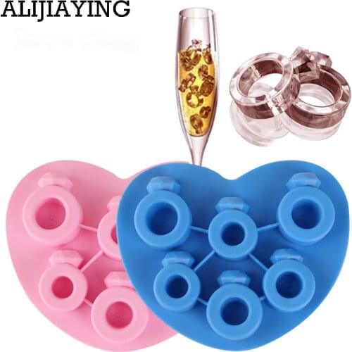 M0014 Random Color Hot Selling silicone Ice Tray Rhinestone Love Ring Ice Cube Style Freeze Ice Mold Ice Maker Mould