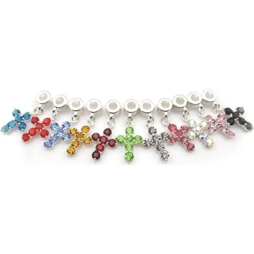 Fashion Crystal Crosses Necklace Pendant European Style Multicolor Rhinestone Charm For Snake Chain