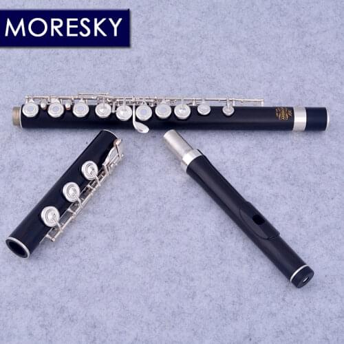 MORESKY 17 Holes ebony flute Open Hole silver Plated E key Natural ebony wood Professional flute