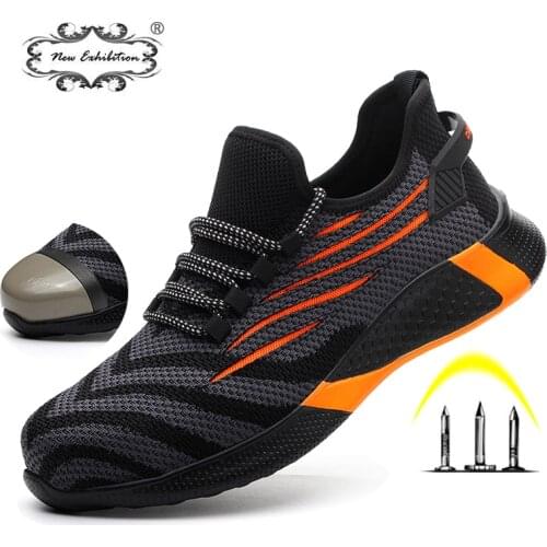 New Exhibition Men Work Safety Shoes Anti-puncture Working Sneaker Male Indestructible Steel Toe Lightweight Work Hike Men Boots