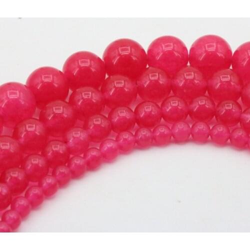New Hot!Pink chalcedony 4/6/8/10mm round shape loose beads dimension optional 15" DIY stone jewelry making design