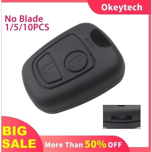 OkeyTech 1/5/10PCS 2 Buttons Remote Control Car Key Shell Fob For Peugeot 106 206 306 Hole For Citroen Cover Case Without Blade
