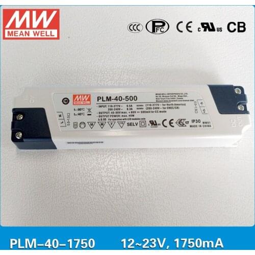 Original MEAN WELL PFC LED power supply PLM-40-1750 40W 1750mA 12~23V with three-step analog dimming input 110~295VAC