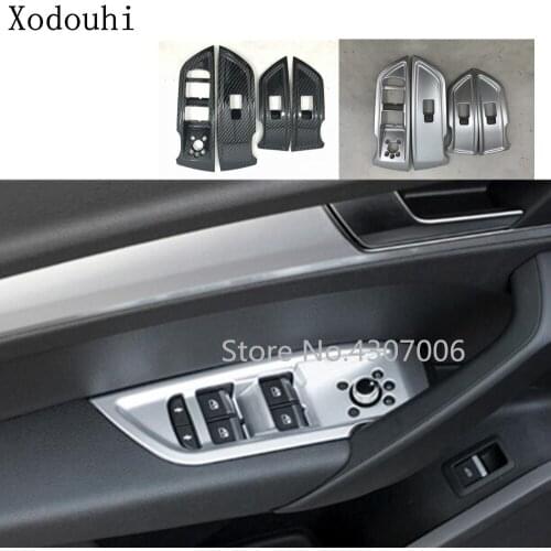 Car Door Window Glass Inner Panel Armrest Lift Switch Button Trim Frame Part 4pcs For VW Audi Q5 L Q5L 2018 2019 2020
