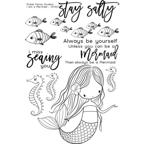 Mermaid Clear Silicone Stamps for DIY Scrapbooking/Card Making/Kids Christmas Decoration Supplies Popular A1381
