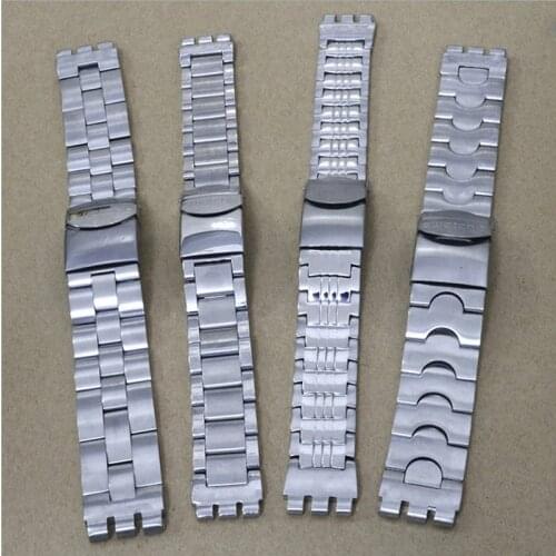 For Swatch Watchband 17mm 20mm Width Strap Stainless Steel Wrist Watch Straps and Clasps Band Accessories