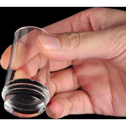 New Design Pure Clear Jelly Silicone Nail Art Templates Stamper Scraper with Cap Transparent 2.8cm Nail Stamp Stamping Tool