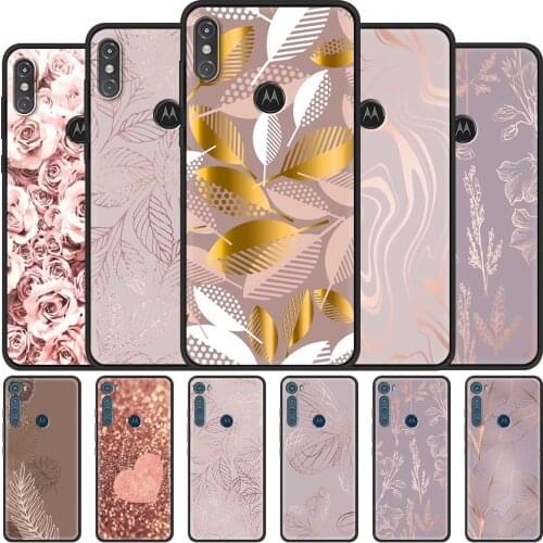 Silicone Phone Case For Motorola One Fusion G9 Play Plus G8 Power Lite G Stylus G30 G10 Soft Cover Funda Rose Pink Bling Shell