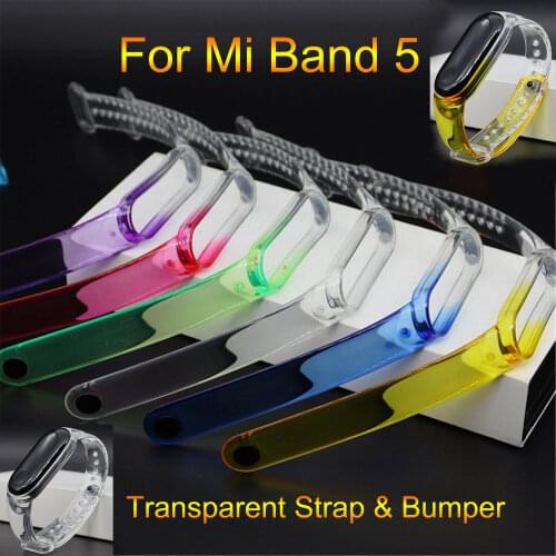 Clear Candy Silicone Strap For Xiaomi Mi Band 5 Strap correa Bracelet For Xiao Miband 5 Strap Smart Watchwrist For Mi Band 5