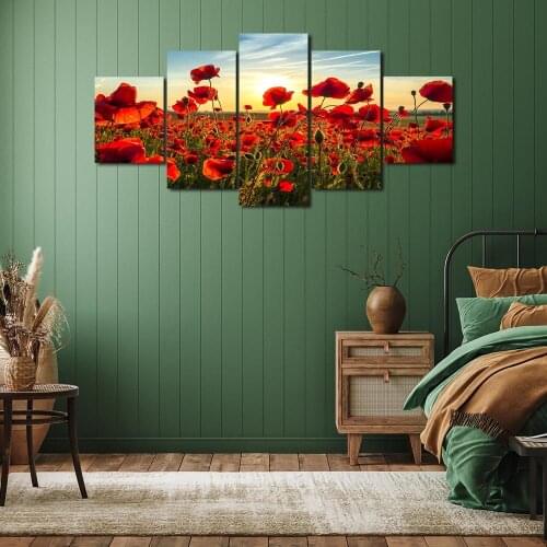 Modern Canvas Painting Poppie Posters and Prints Wall Art Picture for Living Room Home Decor with Frame