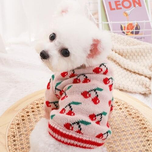 Cherry Cotton Dog Sweater Knit French Bulldog Terrier Jumper Coat Small Medium Puppy Animal XS Xl Pet Clothes Costumes Accessory