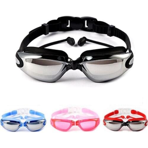 New Outdoor Water Sports Waterproof Anti-fog Swimming Glasses Large Frame with Silicone Earplugs Swimming Goggles Eyewear