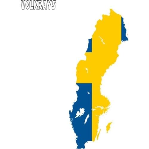 Volkrays Personality Car Sticker Sweden Map Flag Motorcycle Accessories Reflective Waterproof Sunscreen Vinyl Decal,16cm*6cm