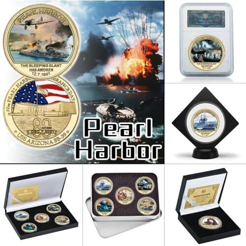 WR 80th Anniversary Attack on Pearl Harbor Gold Commemorative Coin Set In Coin Holder US Army Challenge Coin Military Souvenir