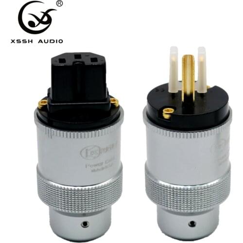 XSSH Audio pure copper 24k gold plated DIY AC Power Electrical 15A Male female EU US optional Connector Schuko IEC Plug Socket