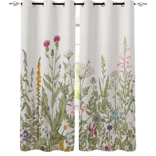 Plants Flowers Leaves Blackout Curtains For Living Room Bedroom Window Treatment Blinds Drapes Kitchen Curtains
