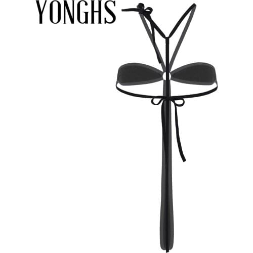 Womens Lingerie Mini Micro Thong Bikini Bodysuit for Sex Halter Neck Backless High Cut Self-tie Sexy Nightwear Swimwear Swimsuit