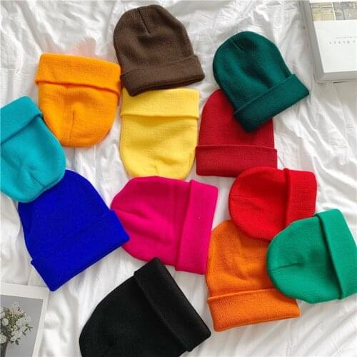 Winter Wool Blends Soft Warm Knitted Cap Men Women SkullCap Hats Gorro Ski Caps 18 Colors Beanies Solid Unisex Beanie Autumn
