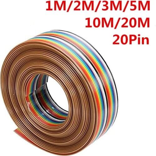 1M 2M 3M 5M 10M 20M 1.27mm 20Pin DuPont Cable Rainbow Flat Line Support Wire Soldered Cable Connector Wire 20 pin For Arduino