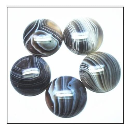 Natural Boswana Agate Stone Cabochons No Hole Round Shape Beads Accessories 8MM 10MM 12MM 14MM 16MM 18MM 20MM