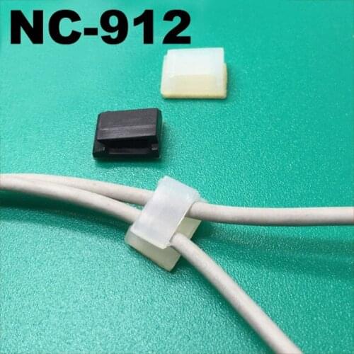 100pcs NC-912 12.3x9.5mm Black White Stick Fixed Seat Nylon Plastic Self Adhesive Tie Base Car Recorder Cable Wire Clamp Clip
