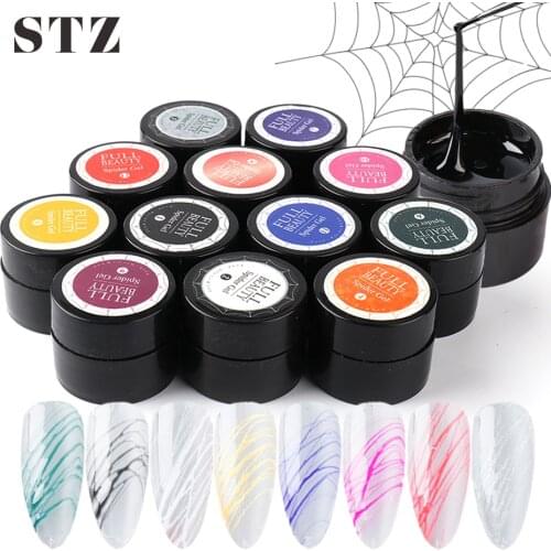 12 Colors Spider Web Gel Nail Polish 6ml Drawing Painting UV LED Gel Pull 3D Wires Silk Lines Design Manicure Nail Art Set #1615