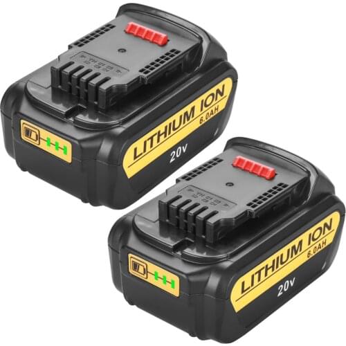 2pcs 20V 6000mAh For DeWalt DCB200 MAX Rechargeable Power Tools Battery Replacement DCB181 DCB182 DCB204 DCB101 DCF885 DCF887