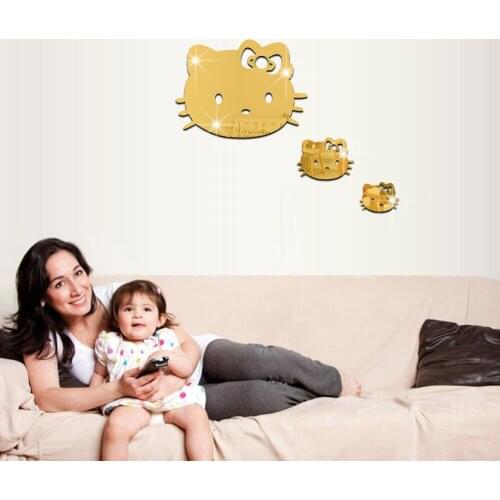 JM173 Cat Room Decoration 3D Three-dimensional Removable Self Adhesive Acrylic Mirror Wall Sticker