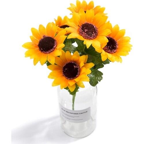 7 Heads Artificial Flowers Sunflower Romantic Provence Decoration Flower Silk Simulation Flower Party Wedding Home Decor