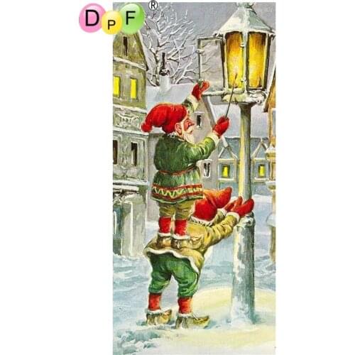 DPF DIY Little dwarf road lamp diamond mosaic square wall painting diamond painting cross stitch diamond embroidery home decor