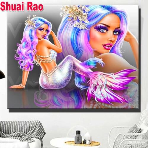 Mermaid diamond painting daimond embroidery Cartoon Girl 5D full queen Drill Cross Stitch inlaid pattern Sexy Lady Child Gift