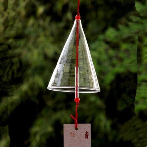 Free Shipping 12pcs/pack Cone Shaped Glass Wind Bell Home Decorative Transparent Hanging Windchime Birthday Friend Gift Handmade