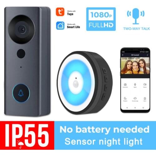 1080P Tuya Wireless WIFI High Definition Visual Intelligent Night Light Doorbell Camera Low Power Voice Intercom Alarm Security
