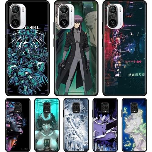 Phone Shell For Xiaomi Redmi Note 10 9 9T 9S 8 8T 7 Pro Max Coque Ghost in the Shell Black Capa Silicone Cover Soft Fundas TPU